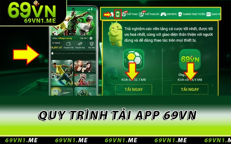Quy trình tải app 69VN