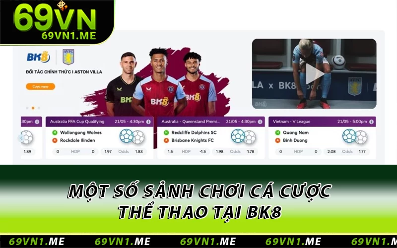 Một số sảnh chơi cá cược thể thao tại BK8